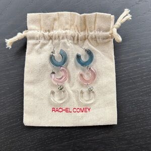 Rachel Comey Blue, Pink, and Clear Hoop Earrings Trio